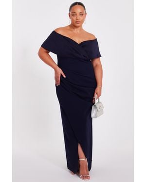 Quiz Curve Bardot Maxi Dress - Blue