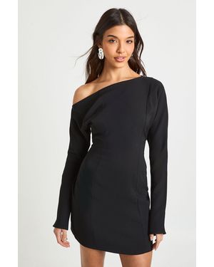 Boohoo Structured Bardot Mini Shift Dress - Black