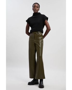 Karen Millen Faux Leather Belt Detail Trousers - Green