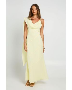 Boohoo Chiffon Drape Neck Scarf Detail Maxi Dress - Yellow