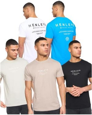 Henleys Henstack T-Shirt (Pack Of 5) (Multicoloured) - Blue