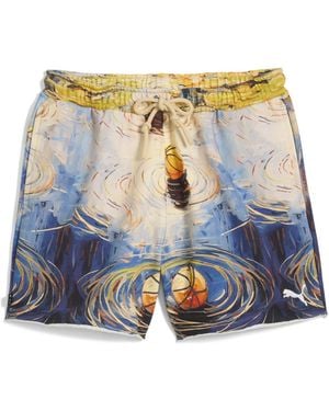 PUMA Dylan Exhibit Terry Basketball Shorts - Blue