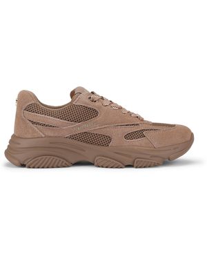 Steve Madden Suede Front Row Trainers - Brown