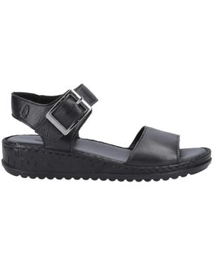 Hush Puppies Ladies Ellie Leather Wedge Sandals - Black