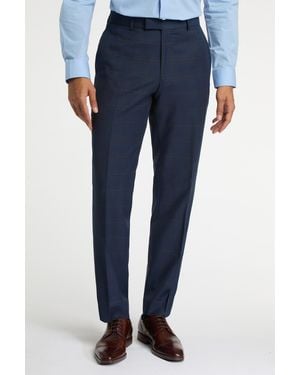 Racing Green Regular Fit Tan Windowpane Trousers - Blue