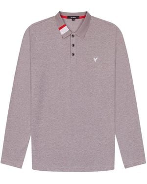 D Rock Polo Shirt With Dual-Stripe Collar Long Sleeve - Purple