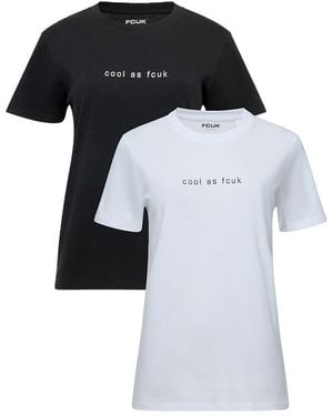 French Connection 2 Pack Fcuk Cotton Crew Neck Short Sleeve T-Shirts - Black