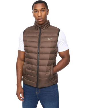 Crosshatch Gattering Mve Quilted Gilet - Brown