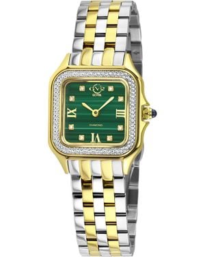 Gv2 Milan Malachite Dial, Two Toned Ss/Ipyg Bracelet Watch - Green