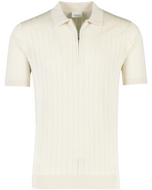 Profuomo Poloshirt Met Rits Normale Fit Creme - Naturel