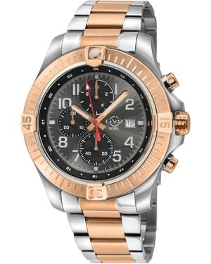Gv2 T38 Swiss Quartz Chrono Enamel Dial With Print 3 Sub 316L Iprg Stainless Steel Bracelet Watch - Grey