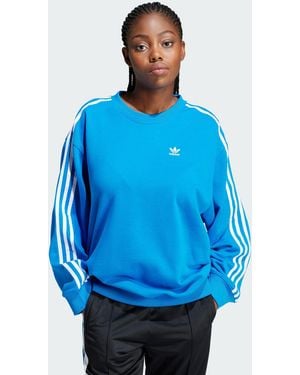 adidas Originals 3-Stripes Oversized Crew Sweatshirt - Blue