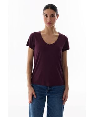 Penti Oversized V-Neck Long T-Shirt - Purple