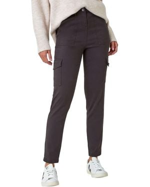 Roman Cotton Blend Cargo Stretch Jegging - Black