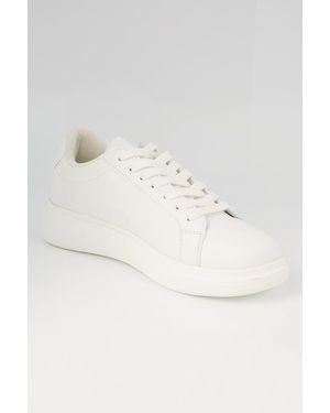 Brave Soul Faux Leather Chunky Sole Lace Up Trainer - Natural