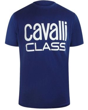 Roberto Cavalli Bold Brand T-Shirt Cotton - Blue