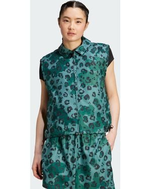 adidas Animal Print 3-Stripes Woven Vest - Green