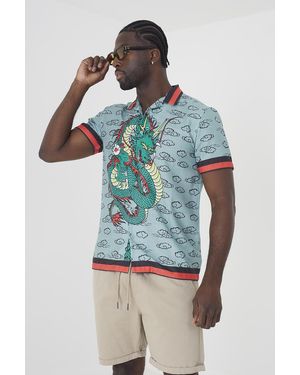 Brave Soul Pale 'Jupiter' Graphic Print Short Sleeve Shirt - Blue