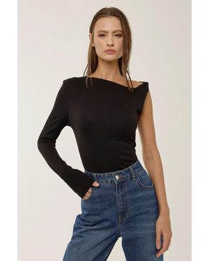 Hiccup Boat Neck Single Arm Blouse - Blue