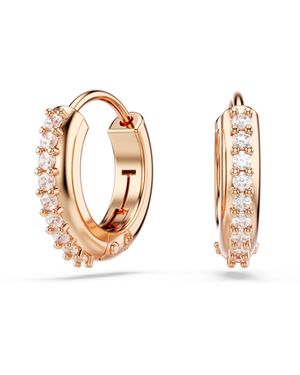 Swarovski 'Matrix' Plated Metal Hoop Earrings - Metallic