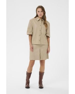 Saint Tropez Leren Shirt Ondreasz Leren Shirt Loose Fit - Naturel