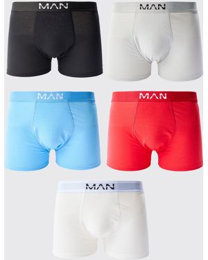 BoohooMAN 5 Pack Mixed Colour Trunks - Red