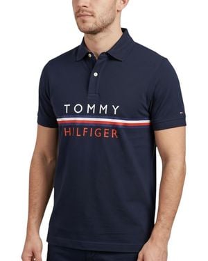 Tommy Hilfiger Polo T Shirts Flag Logo Short Sleeve Casual Cotton Tee - Blue