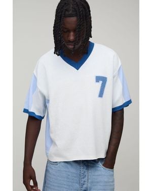 BoohooMAN Oversized Boxy Open Stitch Detail Knitted Sports Top - White