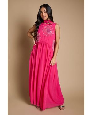 Oasis Petite Scarf Detail Hand Stitched Midaxi Dress - Pink