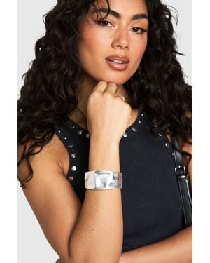 Boohoo Hammered Chunky Bangle - Black
