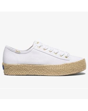 Keds Triplekick Canvas Organic Cotton Cushiony Shoes With Softerra Footbed - White
