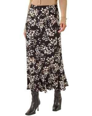 D.u.s.k Floral Fluted Midi Skirt - Black