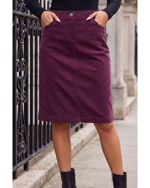 Roman Corduroy A-Line Skirt - Purple