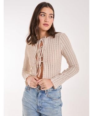 Pink Vanilla Tie Crinkle Cardigan - Blue
