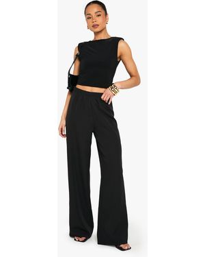 Boohoo Woven Elasticated Wide Leg Trousers - Blue