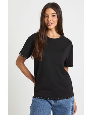Boohoo Stud Detail Oversized T-Shirt - Black