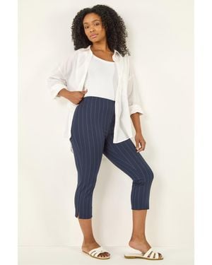 Roman Petite Ponte Stripe Cropped Trouser - Blue