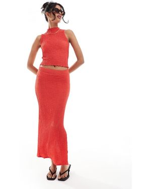 Pieces Textured Ankle Length Skirt Co-Ord