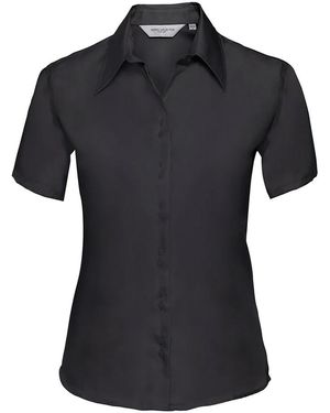 Russell Collection /Ladies Ultimate Non-Iron Short-Sleeved Shirt Cotton - Black