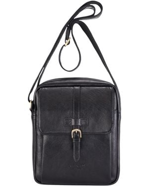 Infinity Leather Genuine Vintage Crossbody Messenger Travel Bag - Black