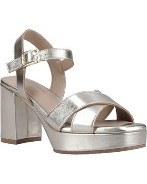 Hush Puppies Ophelia Leather Heel Suede Sandals - Metallic