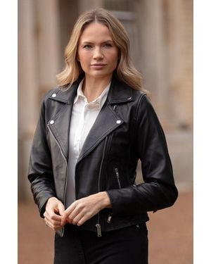 Ashwood Leather 'Caro' Real Biker Jacket - Black