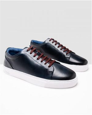 Oliver Sweeney Hayle Antiqued Calf Leather Trainers - Blue