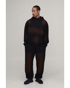 BoohooMAN Oversized Boxy Spray Washed Tracksuit - Blue