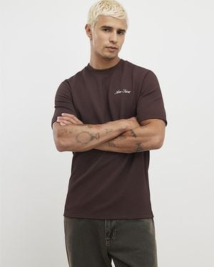 River Island T-Shirt Slim Fit Slinky Ame Saint - Brown