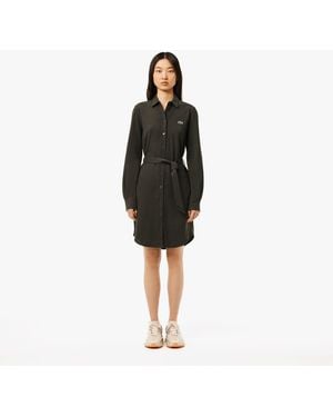 Lacoste Belted Piqué Shirt Dress - Black