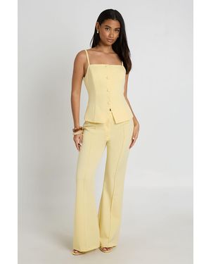 Boohoo Pintuck Tailored Flares - Yellow