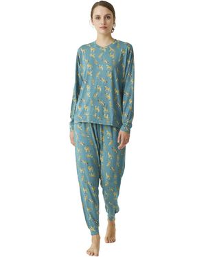 J And J Brothers Long Sleeve Pyjamas Jjbdp0600 - Blue