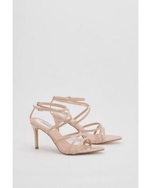 Oasis Helena Faux Patent Leather Strappy High Stiletto Heeled Sandals - Pink