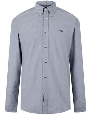 BOSS Plain Long Sleeve Shirt - Blue